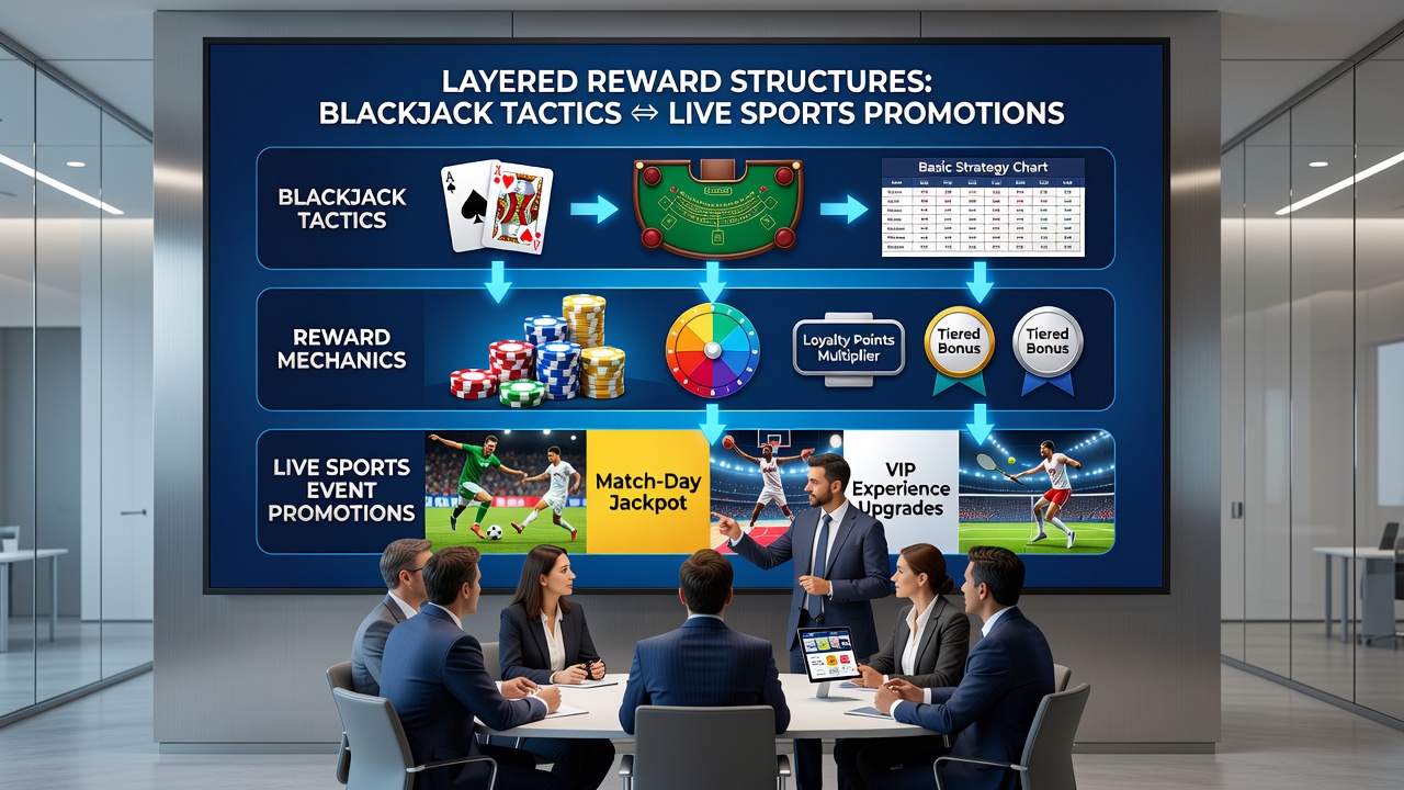 Illustration of player progression through reward layers tied to sports events