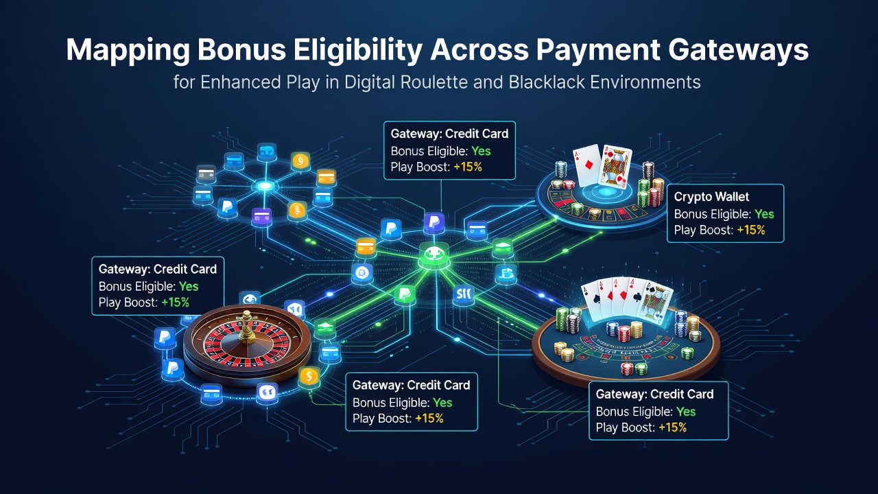 Payment gateway interfaces displaying bonus eligibility indicators for digital roulette and blackjack sessions