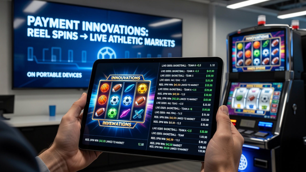 Close-up of smartphone showing e-wallet balance linking slot reels to live sports betting markets