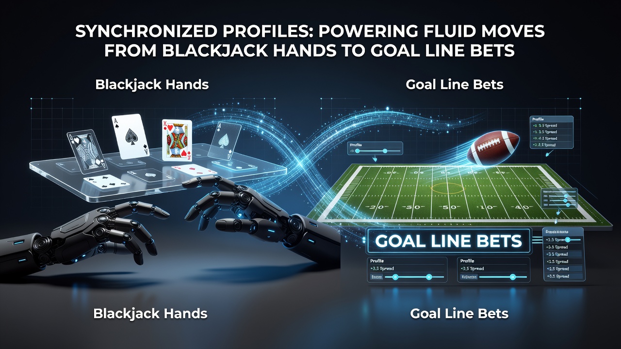 Mobile interface demonstrating fluid profile movement between live blackjack and goal line sports betting