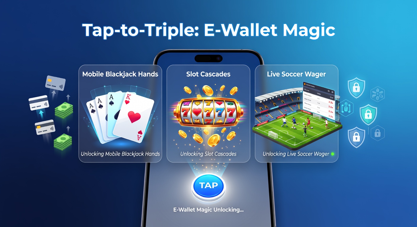Dynamic split-screen of a slot cascade bonus, live soccer in-play betting interface, and e-wallet transaction success on a smartphone