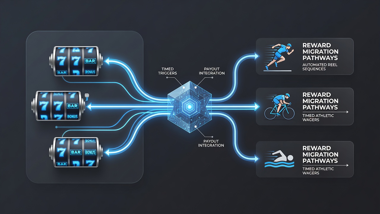 Analytics dashboard displaying reward migration volumes between slots and sports betting segments over a quarterly period