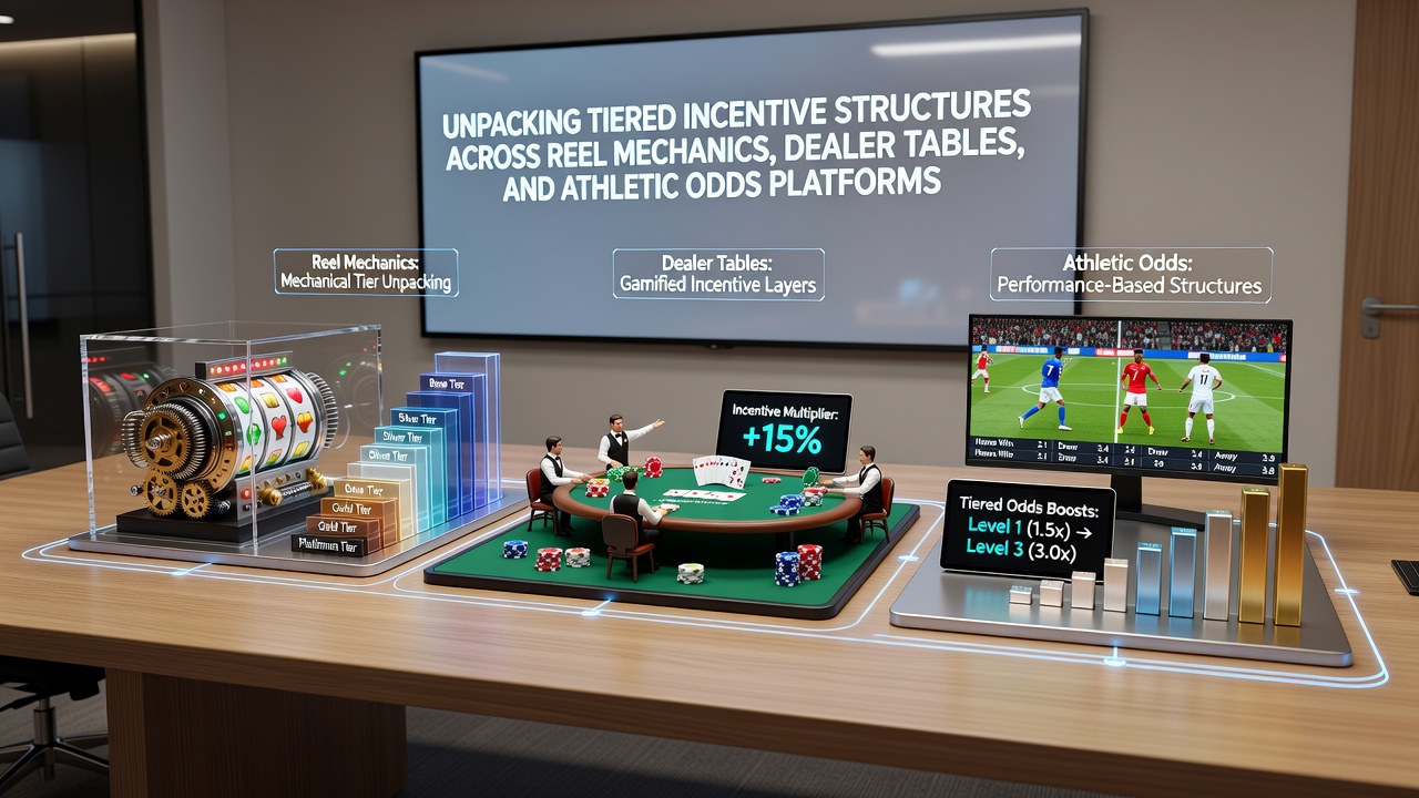 Infographic showing cross-platform tier benefits linking slots, live tables, and sports betting rewards